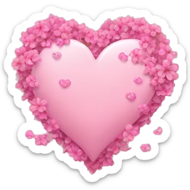 Pink heart with Sakuras falling around it sticker