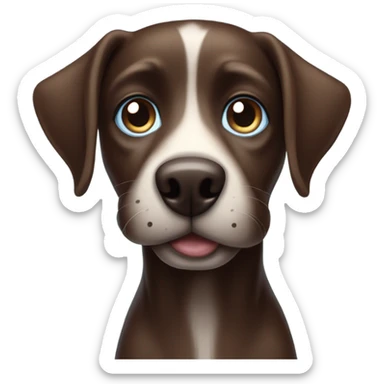 Dark brown dog with light blue eyes and pointy unturned ears  sticker