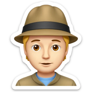 David Firth, with a quirky hat, emoji style portrait sticker