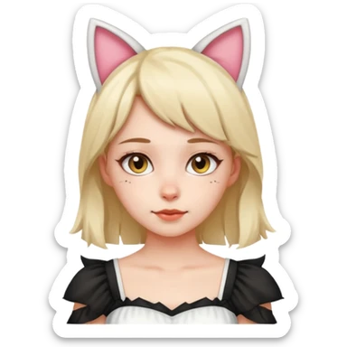 Kedi kız elbise beyaz 

 sticker