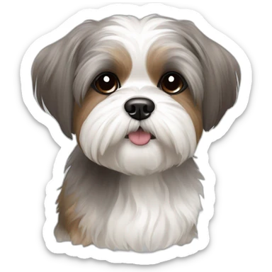 Dog shih tzu westie mix gray and brown sticker