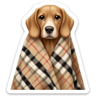Dog wearing Burberry blanket  sticker