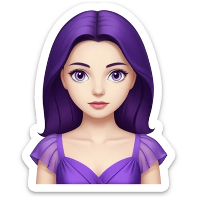 Demet özdemir as a character from game of thrones with lilac eyes and a purple dress. sticker