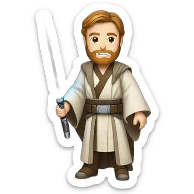 Obi wan kenobi with a laser saber sticker