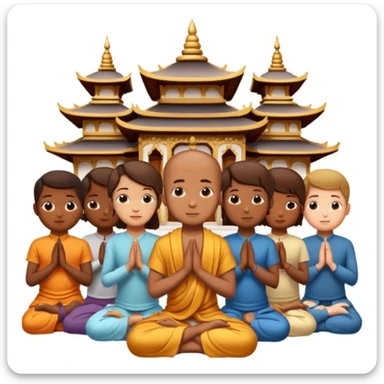 people praying in a Buddhist temple sticker