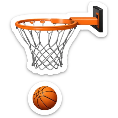 A close-up of a basketball hoop with the ball swishing through the net, captured mid-air. The background emphasizes the tension and excitement of the moment, with the rim and net in sharp focus, showcasing the precision and skill of the sport. sticker