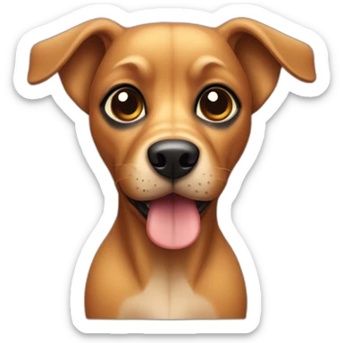 brazilian caramel dog with a frontal black face sticker
