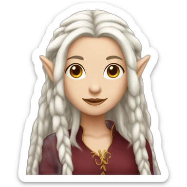 white elf girl with maroon dreadlocks sticker