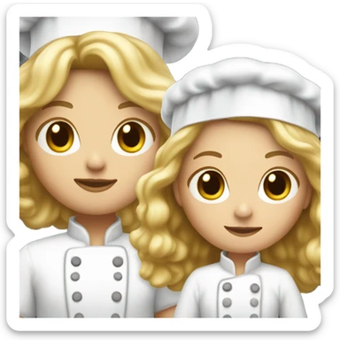 white woman with curly blond long hair and white chef toque sticker