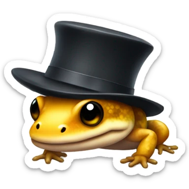 salamander with a hat sticker