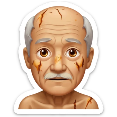 AN OLD MAN FULL OF BURNED MARKS BECAUSE OF COOKING OIL sticker