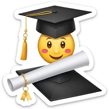 Graduation cap with diploma and honor roll medal sticker