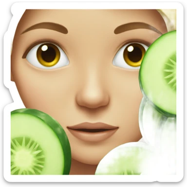 Girl with cucumber slices on her eyes sticker