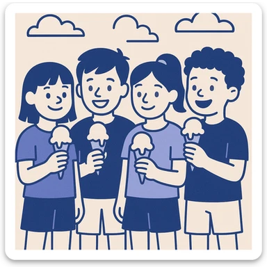 happy children with melting ice cream cones sticker