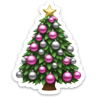 Christmas tree with pink and silver ball balls sticker