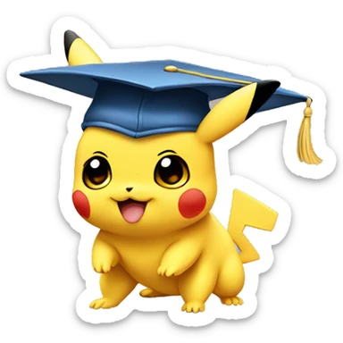 baby pikachu wearing graduation cap sticker