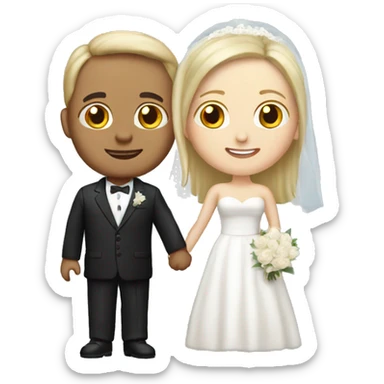 White couple wedding  sticker