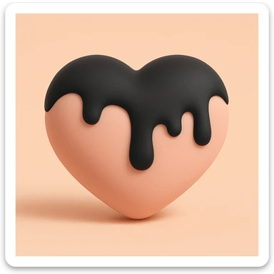 gothic heart with dripping black paint, mochi style sticker