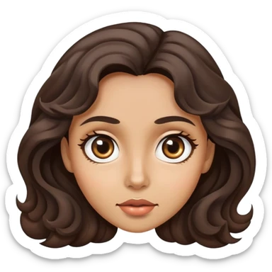 woman face with big eyes, medium skin tone, and dark wavy hair sticker
