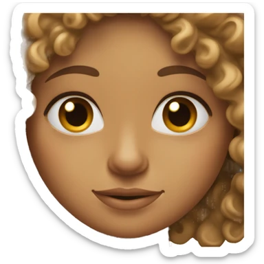 Curly haired girl with almond eyes and tan skin sticker