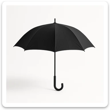 minimal black umbrella on white background, no text sticker