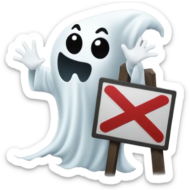 Ghost holding a 'no entry' sign sticker