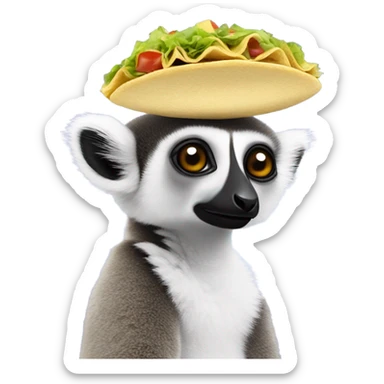 Lemur with taco on head  sticker