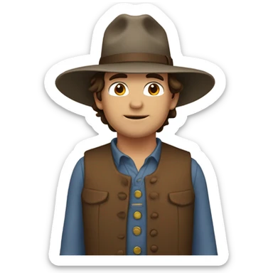 charles Ingalls brown hair and hat sticker