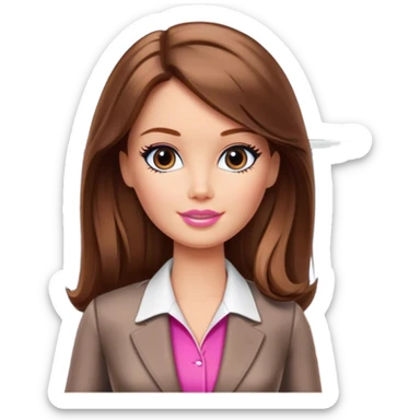 Barbie oficina pelo castaño  sticker
