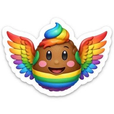 rainbow poop emoji with wings sticker