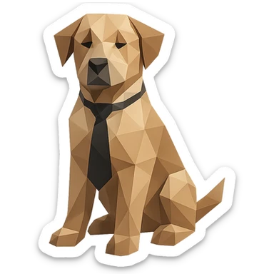 low-poly polygonal style dog wearing a tie sticker