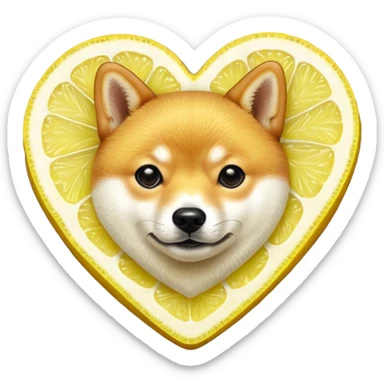Shiba Jasper realistic heart shaped lemon slice sticker