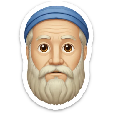 Plato, ancient Greek philosopher, flowing beard, wise and calm expression, iOS emoji style, clean and modern flat design sticker