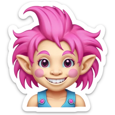 Troll doll with pink hair sticker