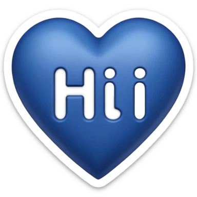 Dark blue heart with the words hi in the middle  sticker