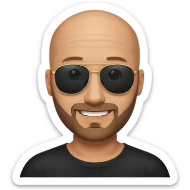 A bald man with a trimmed beard, wearing black sunglasses and a confident expression. sticker