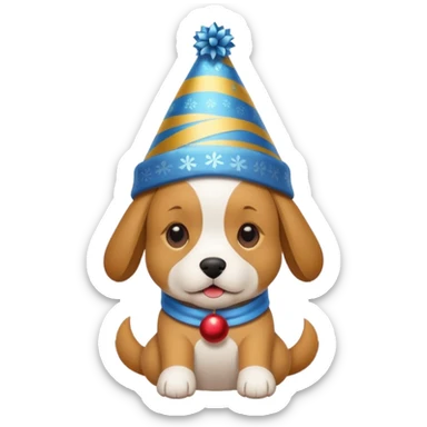 Dog in new yaer hat wrapped paper new yaer  sticker
