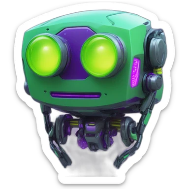 lemon-green-and-purple-neon-Robotic cyborg neo matrix sticker
