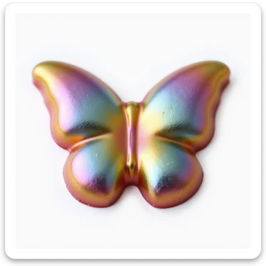 realistic butterfly-shaped candy with a metallic rainbow sheen, isolated on a transparent background, no visible background sticker