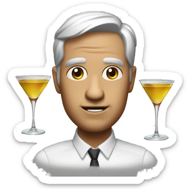 make me an emoji with this face: 🙂 with a martini glass in one hand and a large kitchen knife in the other sticker