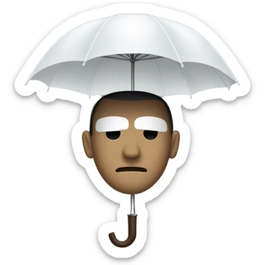A secret man with a hide face under a white umbrella sticker