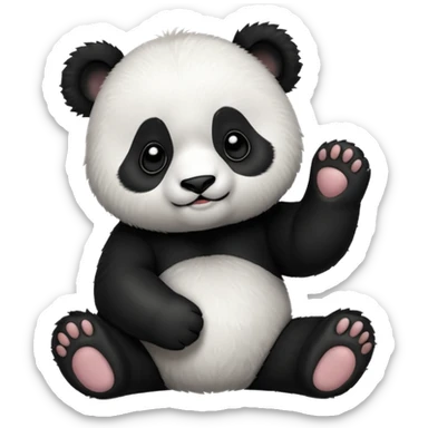 Panda cub slapping there four head sticker