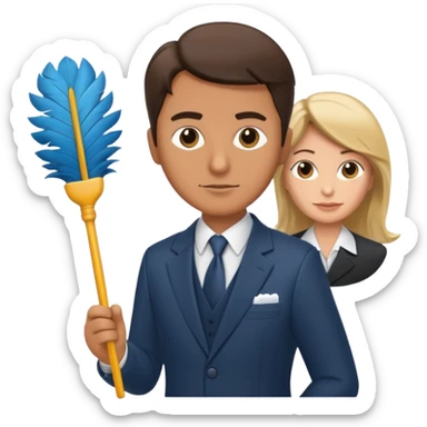 Ein Detektiv interviewt eine Putzfrau sticker