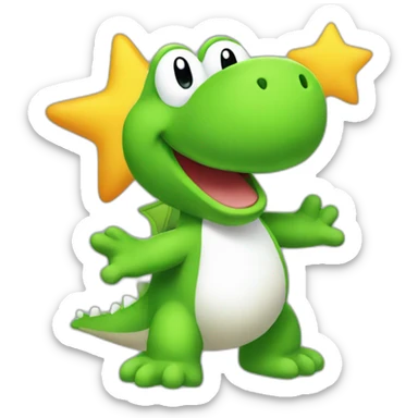 yoshi holding a star sticker