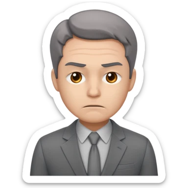 a liittle tired and frustrated entepreneur (only his face). with suit and only a little bit emotional face sticker