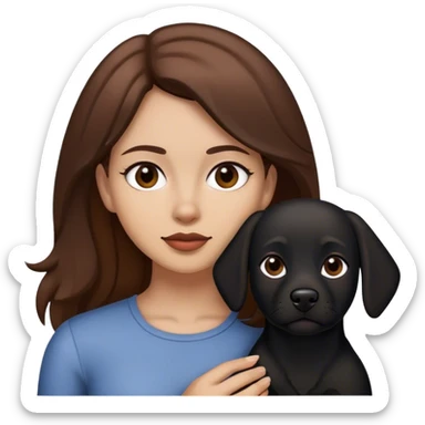 mujer psicóloga con cabello castaño y con su perro negro sticker