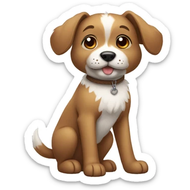 kokoni dog light brown and white, furry ears and neck tattoo sticker