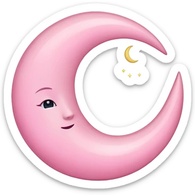 Pink crescent moon sticker