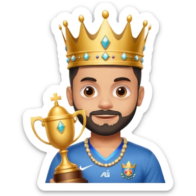 Virat Kohli with tears of joy with crown and trophy  sticker
