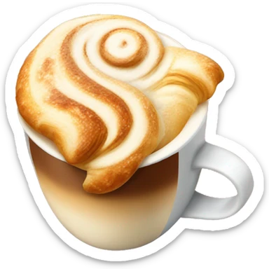 Cup of cappuccino with croissant sticker